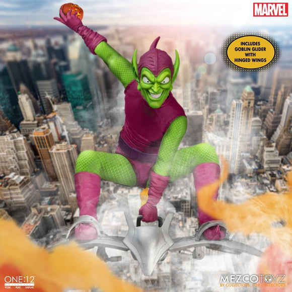 Mezco ONE:12 Collective Marvel Green Gobline Action Figure 1/12 Scale Pumpkin Frog Ghost Bombs Glider