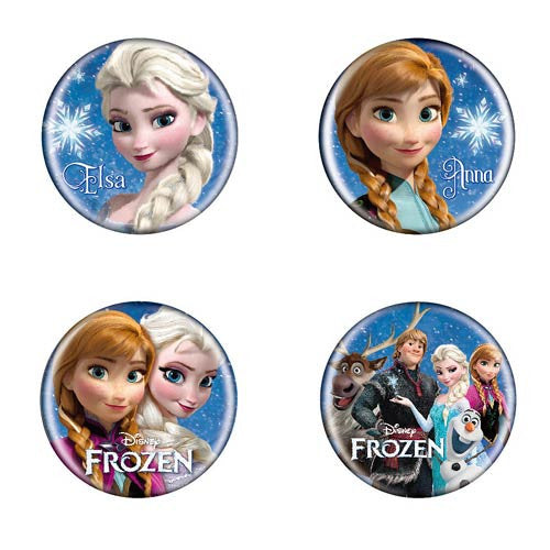 Disney Frozen Anna Snow Queen Elsa Kristoff Olaf Button Pins Set Of 4