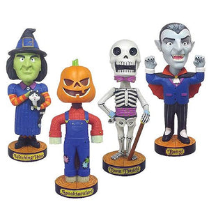 Halloween Complete Set of 4 Classic Favorites Bobbleheads Pumpkin Skeleton Witch Jack O Lanter