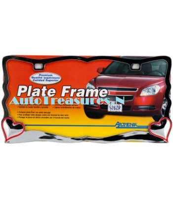 Chrome Red 2 Hearts Car Metal License Plate Girls Lady Frame US Truck Auto Alpena
