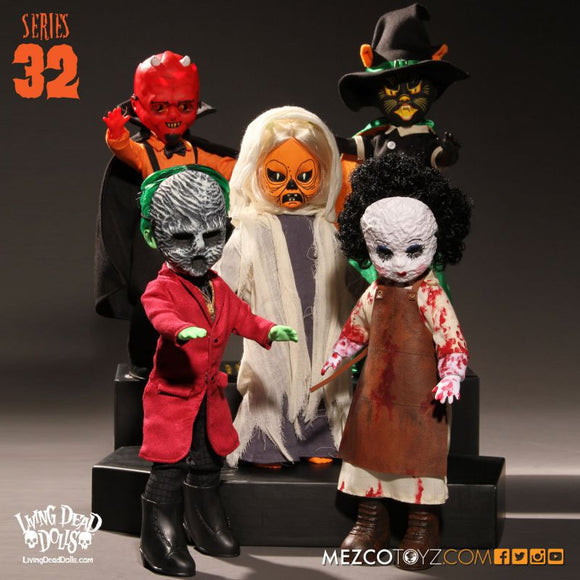 Living Dead Mezco Series 32 Set Devil Demon Ghost Cat Witch Skeletal Ghoul Halloween Dolls LDD