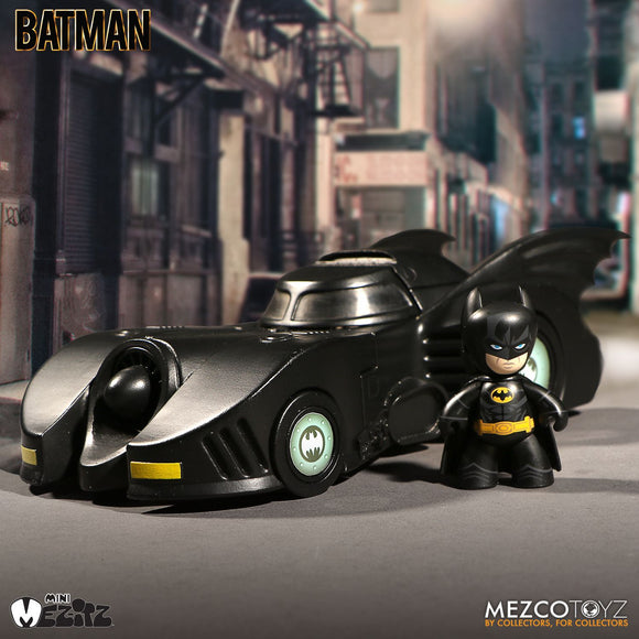 Mezco Toyz Mez-Itz DC 1989 Michael Keaton Batman Batmobile Vinyl Figure Tim Burton