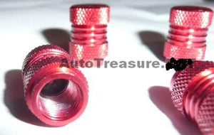 RED Metal Chrome 4 Tire Valve Stem Caps Car Truck Motorcycle Bicycle